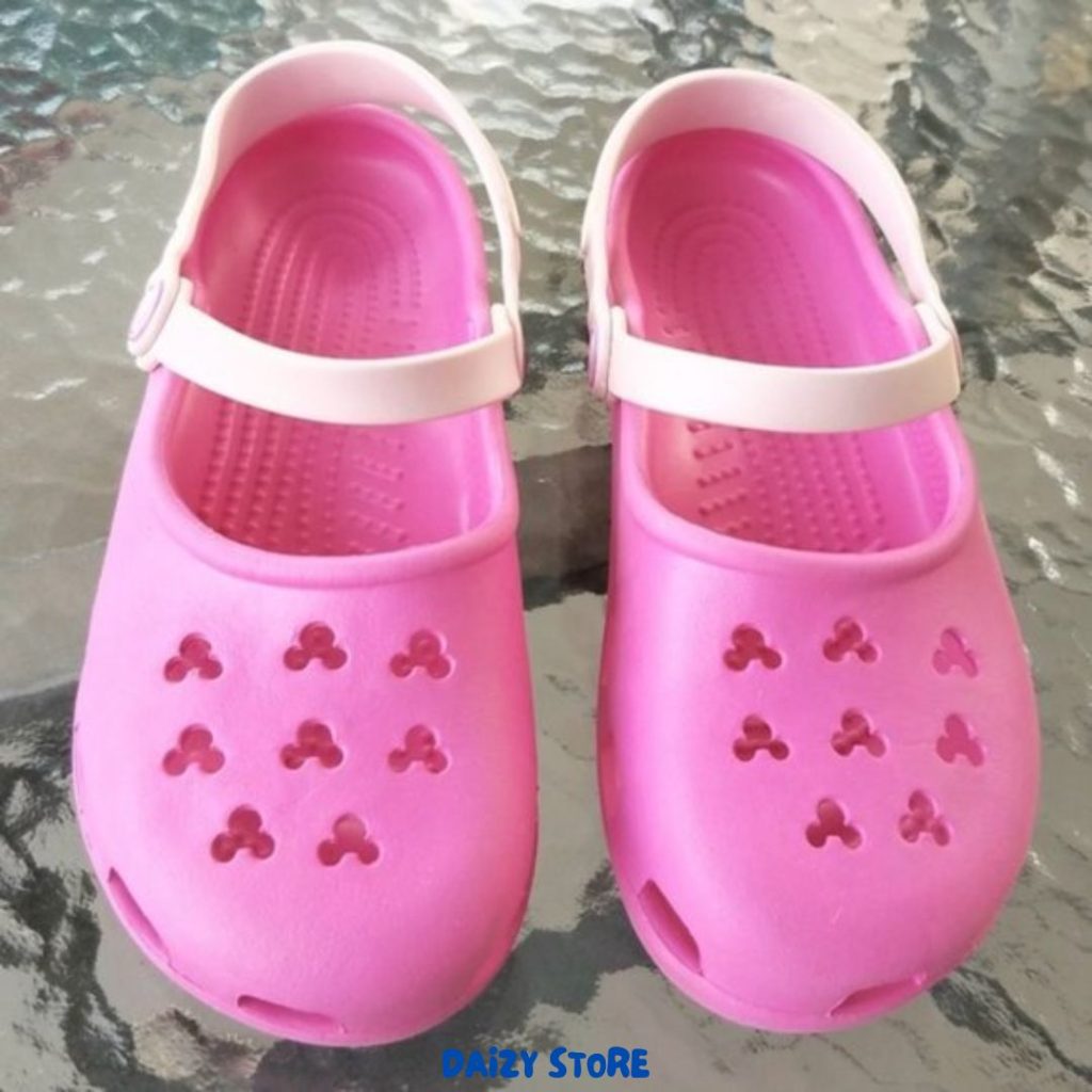 pink disney crocs